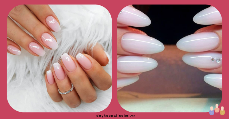 Nail ombre hồng trắng cũng là sự lựa tuyệt vời mang đến vẻ đẹp quý phái.