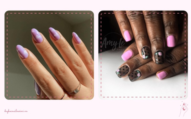 Nail màu tím nhấn mạnh cá tính cũng sự ngọt ngào của chủ nhân  - Instagram: amyle.nails 