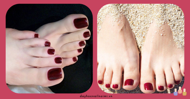 Top 10 mẫu sơn móng chân màu đỏ rượu tinh tế sang trọng